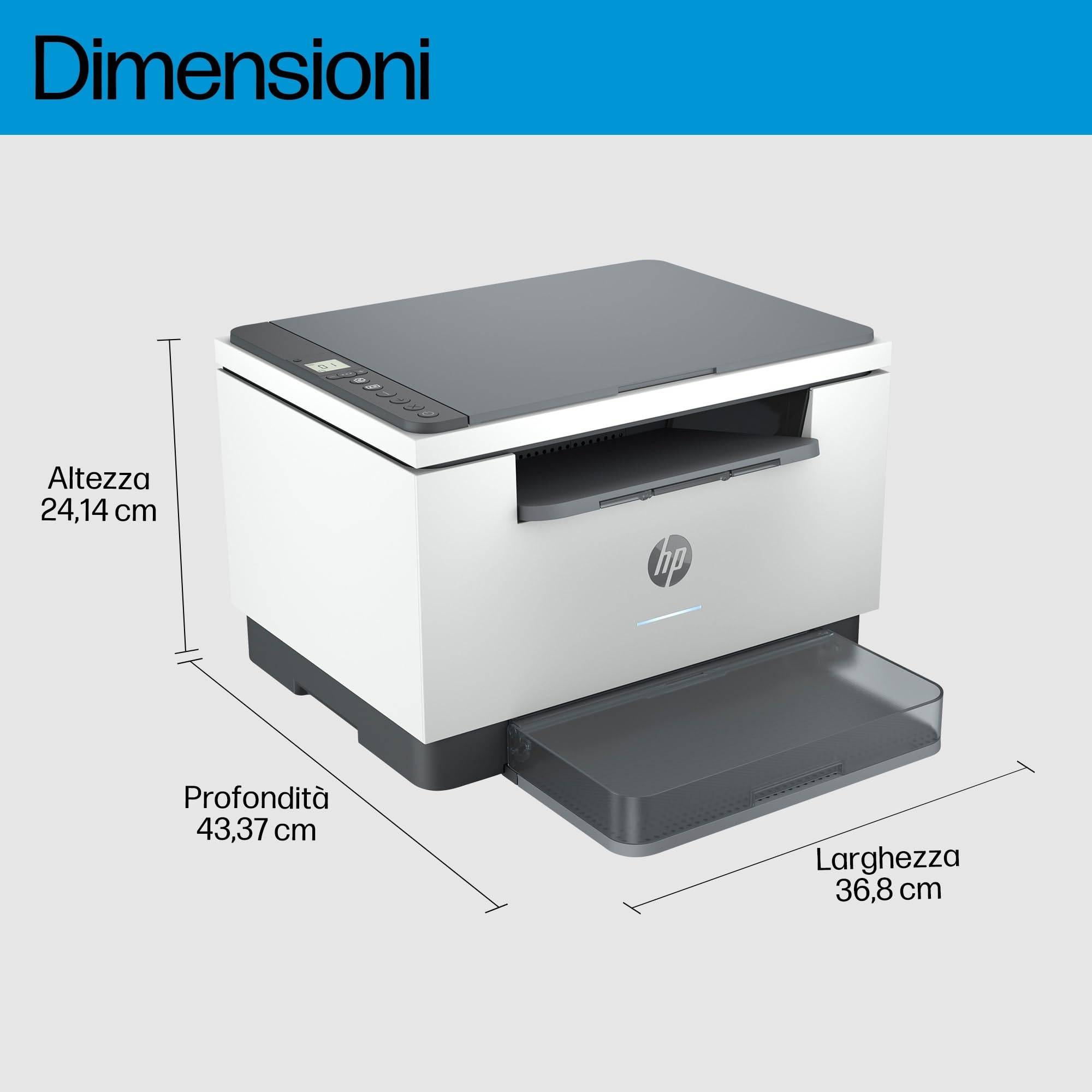 HP LaserJet M234dwe 6GW99E, Stampante Multifunzione A4, Stampa Fronte e Retro Automatica in b/n, 29 ppm, USB, Wi-Fi, Ethernet, Smart, No Fax, No ADF, Schermo LCD a icone, Grigia