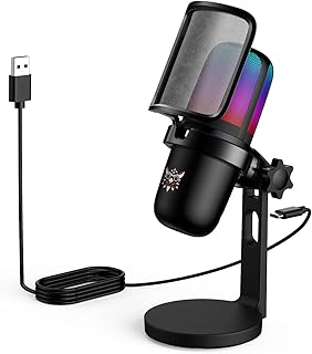 NOOTRY USB Gaming Microphone, PC Mic for PS4/PS5/Mac, Condenser Computer Mic with RGB Lights, Mute, Stand, Shock Mount, Pop Filter for Streaming,Recording, Podcast, Chat,YouTube, Twitch