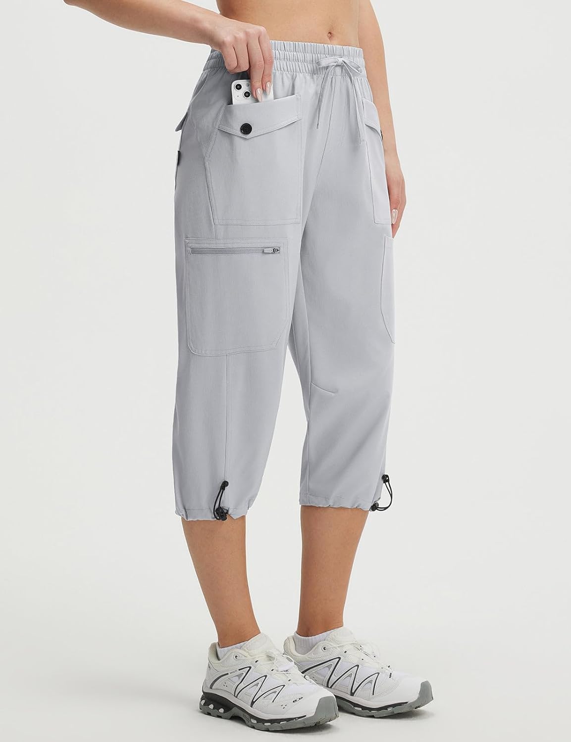 baleaf Women's 19'' Capri Pants with 7 Pockets Lightweight Quick Dry Water Resistant Hiking Travel Summer Pants for Outdoor - Image 6