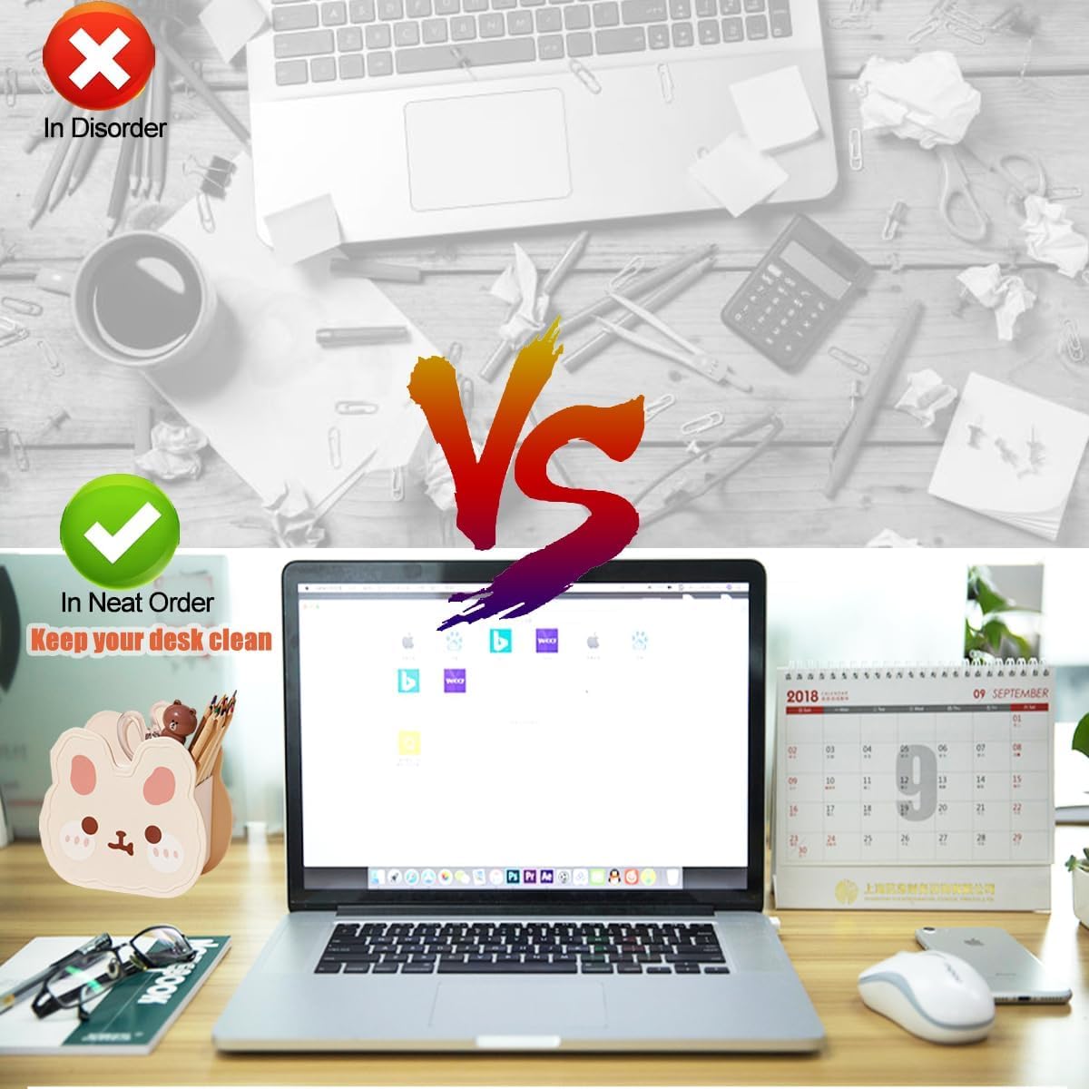 الفاخر - حامل اقلام اكريليك من كاواي - منظم سطح المكتب بتصميم ... - view 4