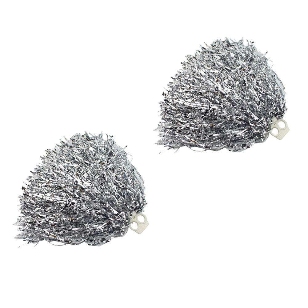 2 pompones de animadora de papel metálico brillante de animadora, pompones de animadora de mano con anillo de dedo de plástico para animación del espíritu del equipo deportivo (dorado) — view 11