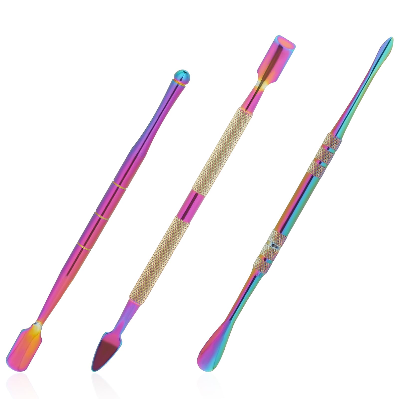 AHQiZFX 3-Piece Wax Carving Tools Set - Rainbow Stainless Steel Double-Ended Sculpting Tools for Clay, Wax, Pottery, Jewelry Detailing, and Modeling