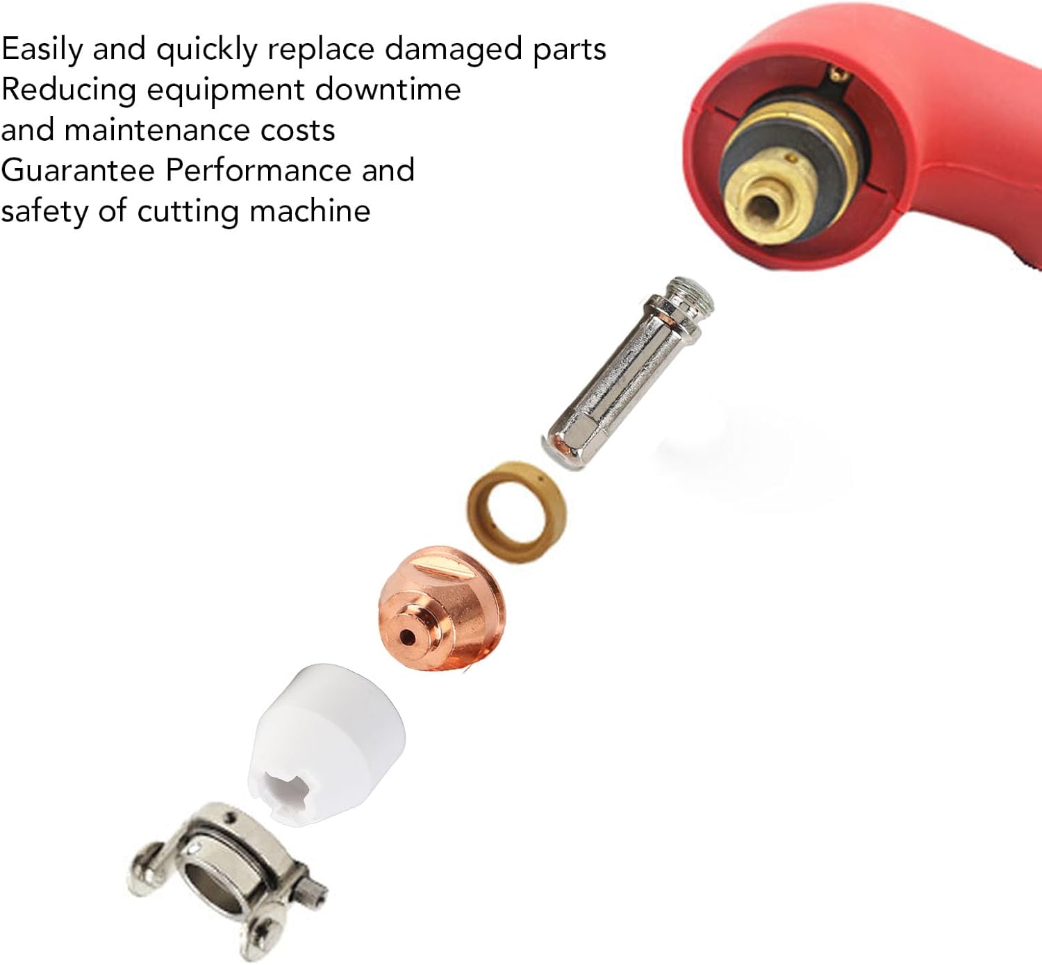 10 Set Cutting Tip Electrode Kit, Plasma Cutter Torch Tip PCH-51 Cutting Gun Consumables Set with Protective Covers