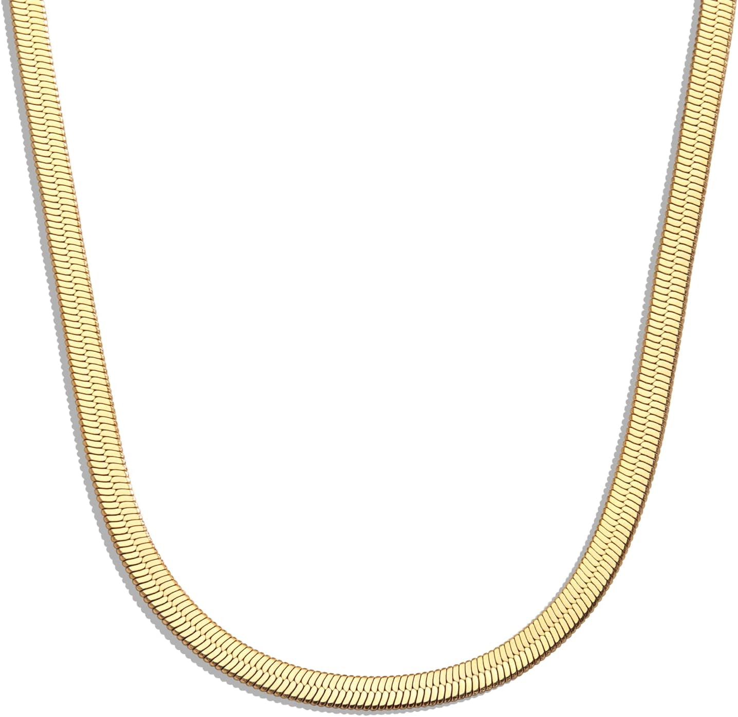 14K Gold Silver Plated Herringbone Necklace for Women, Dainty Snake Chain Choker, Trendy Simple Long Layered Jewelry Non Tarnish, 3/4/5/8mm,14,16,18,20,22,24,26 Inch Thin & Chunky Options