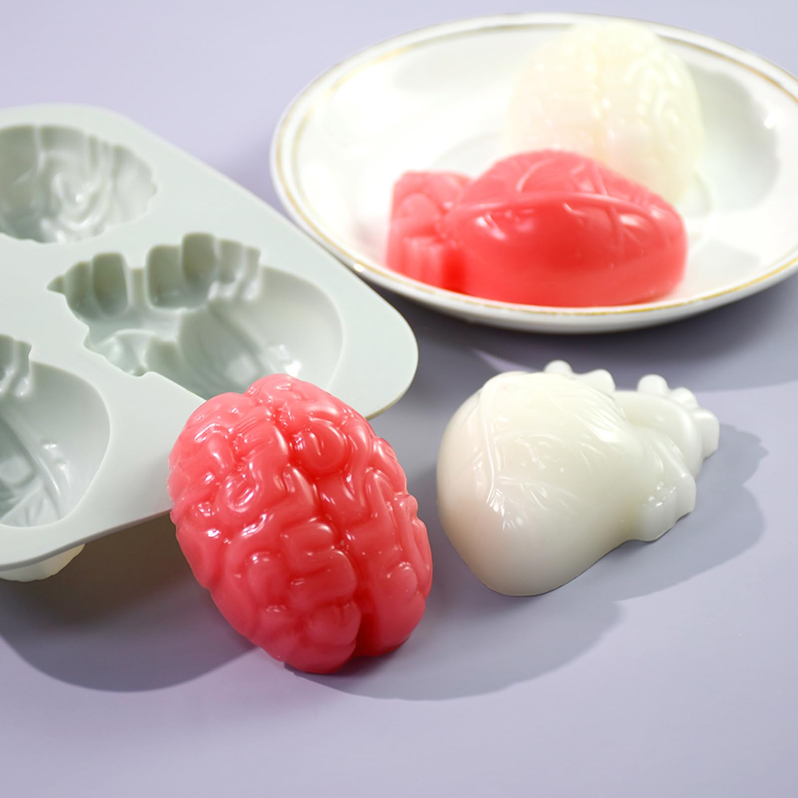 Moldes de Halloween para chocolate, moldes de silicona con forma de calavera de cerebro para dulces, chocolate, gomitas, gelatina, cubitos de hielo
