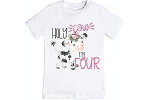 FOUR Birthday Cow Shirt | Girls Cow Birthday Shirt | Holy Cow I'm FOUR