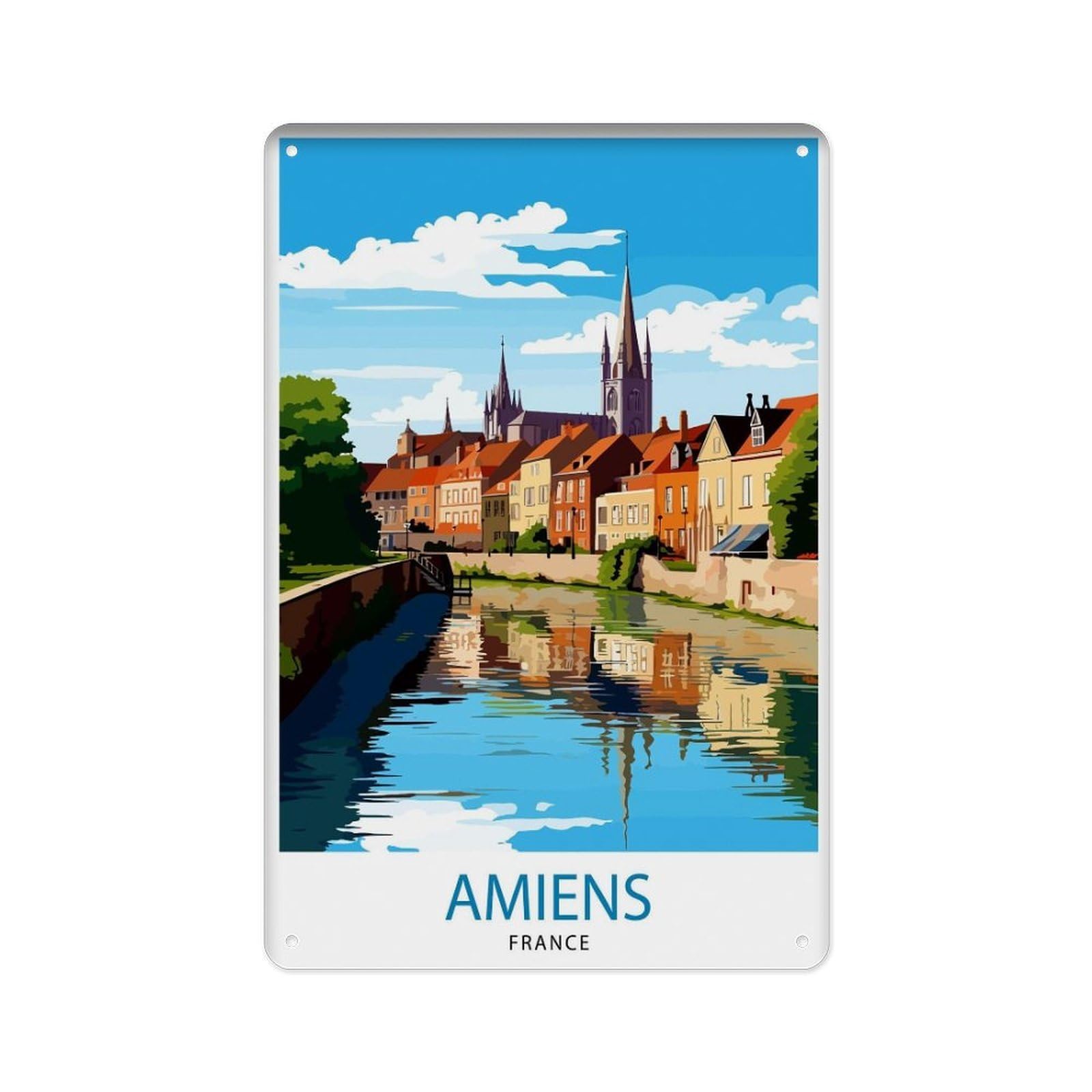 peiyeety Metal Tin Sign Amiens France Travel Amiens Decor Amiens Poster France Travel Amiens Art Amiens 8 X 12 Inch