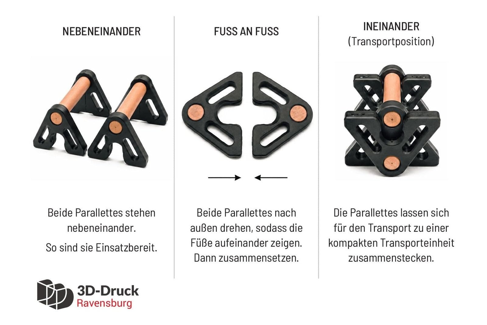 DDD Premium Parallettes aus Echtholz-Pro - 500mm / Buche