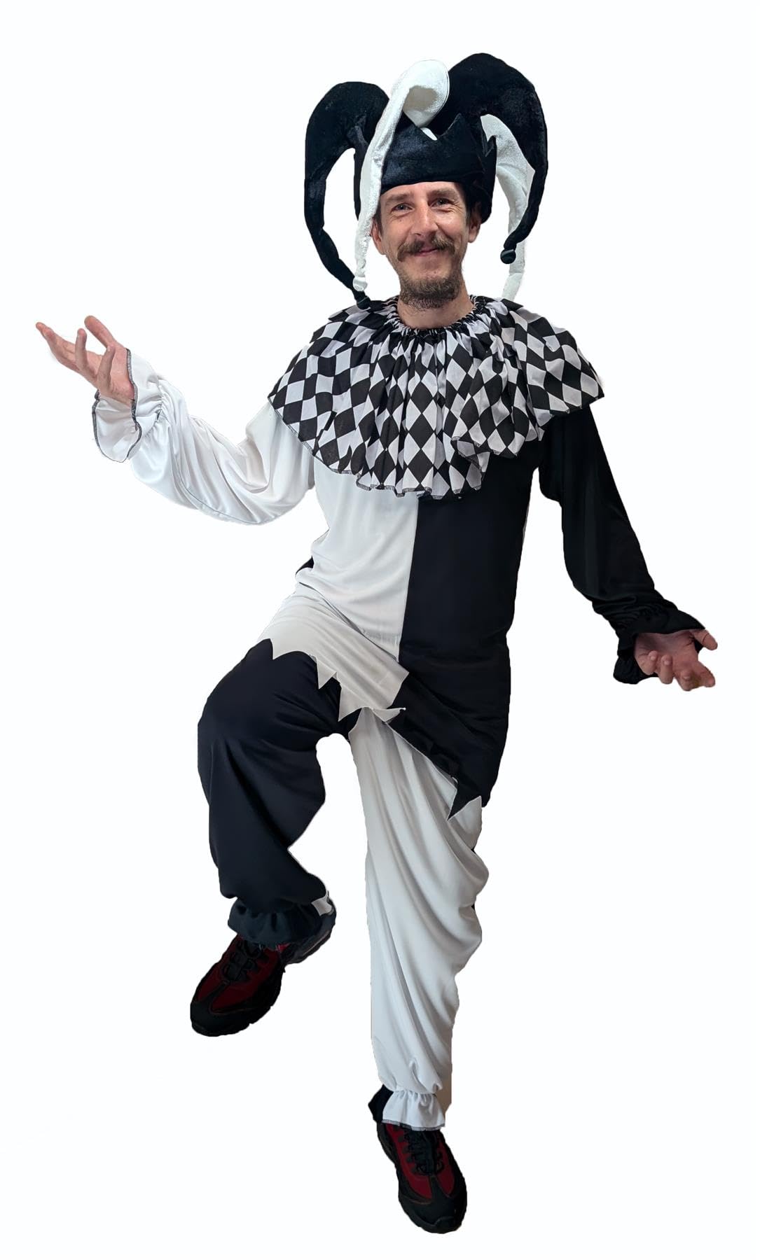 The Dragons Den Adults Medieval Court Jester Joker Kings Fool Halloween Fancy Dress Costume [S-M] — image 1