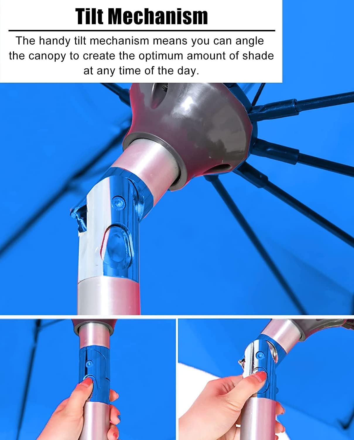 10FT Patio Umbrella with Crank Tilt Water Tank Base Free Standing Large Garden Parasol Table Umbrella for Outdoor Patio Beach Pool Deck