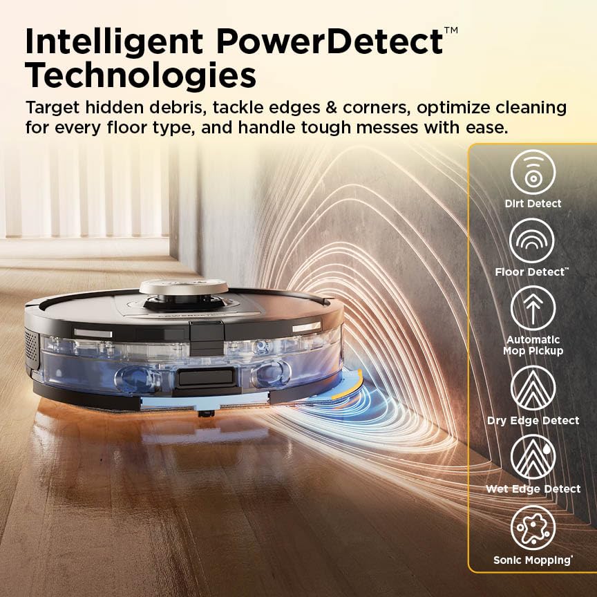 Image of Shark Robot Vacuum & Mop Combo, PowerDetect ThermaCharged NeverTouch Pro, Self-Emptying, Self-Refill with Heated Mop Cleaning, 60-Day Capacity,30-Day Tank, 6 Power Detect Technologies, Black, RV2920XE