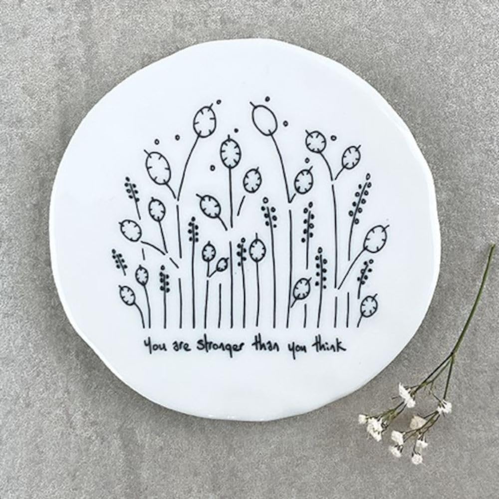 East of India Porcelain Coaster 'You Are Stronger thank you think' | Friendship Keepsake Gift, Gift For Friends Family, Round Kitchen Coaster