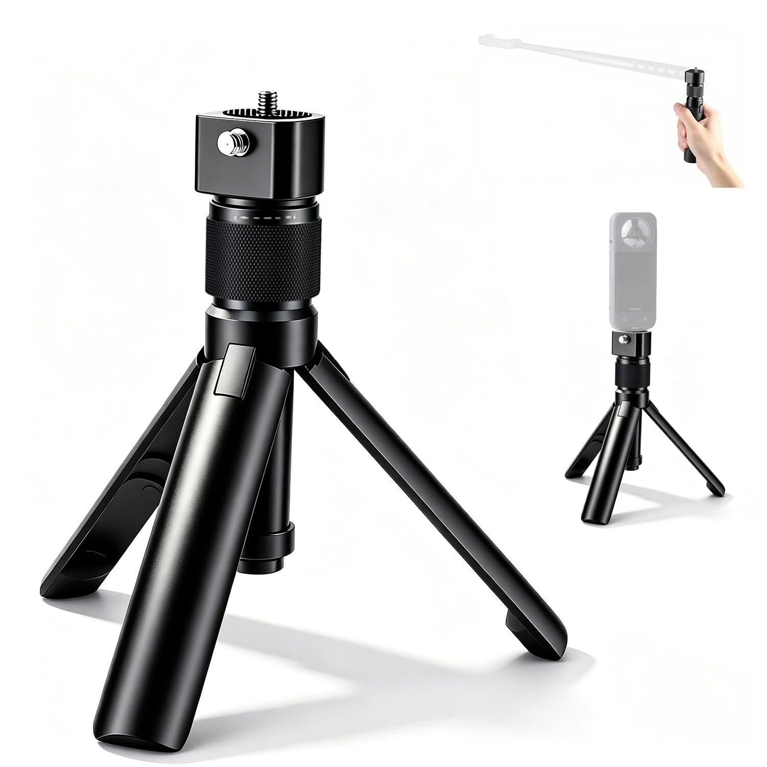 ZORBES® Bullet Time Handle Tripod Rotating Grip for X5/X4/X3, OSMO Pocket 3, – 360° Rotating Grip, 1/4" Thread, 6 lbs Capacity, Compact Selfie Stick & Tabletop Tripod-Black-picture-18