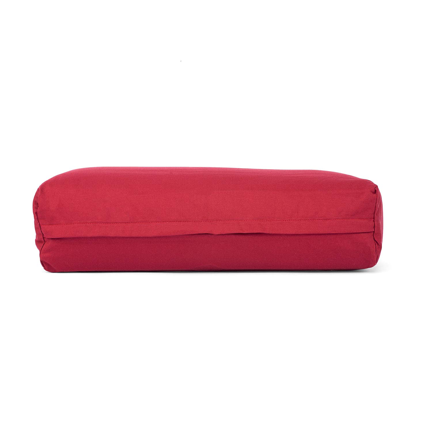 Bodhi Yoga Salamba Bolster Eco | Funda lavable de algodón 100% orgánico | Rollo de yoga rectangular con relleno de espelta orgánica | Cojín de yoga grande | Tamaño 63 x 26 x 20 cm (burdeos)