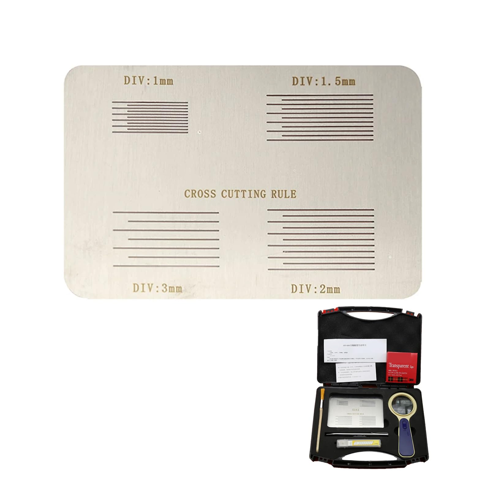 Vituord 4 in 1 Cross Cutting Rule, Hundred Grid Adhesion Tester, Cutting Space: 1mm,1.5mm, 2mm, 3mm, with Packaging Box, For Adhesion Between Coating and Substrate