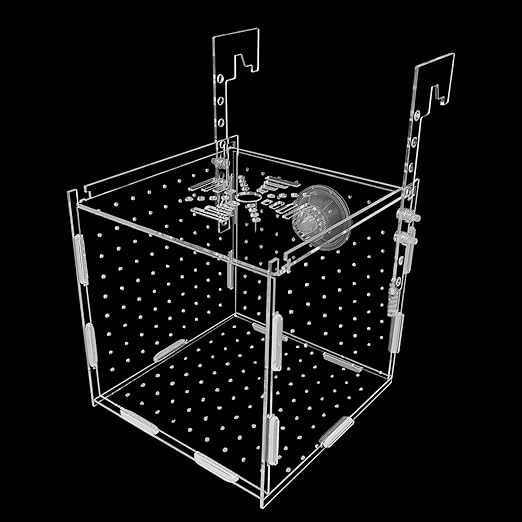 PINVNBY Acrylic Fish Breeding Box,Transparent Fish Isolation Box Acrylic Hatchery Incubator Tank with Suction Cups for Baby Fishes Shrimp Betta and Guppy(5.9" x 5.9" x 5.9")