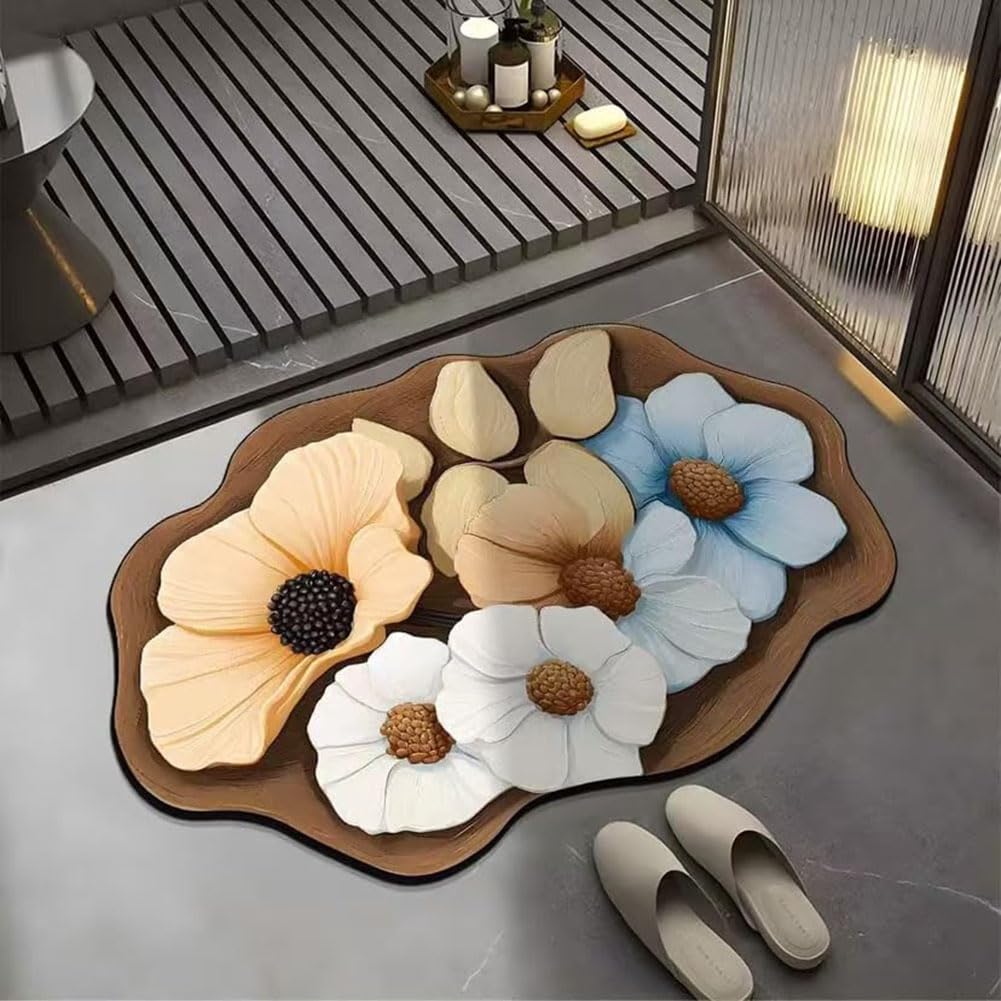 Tapis de bain haut de gamme à motif réaliste et texture écologique absorbante