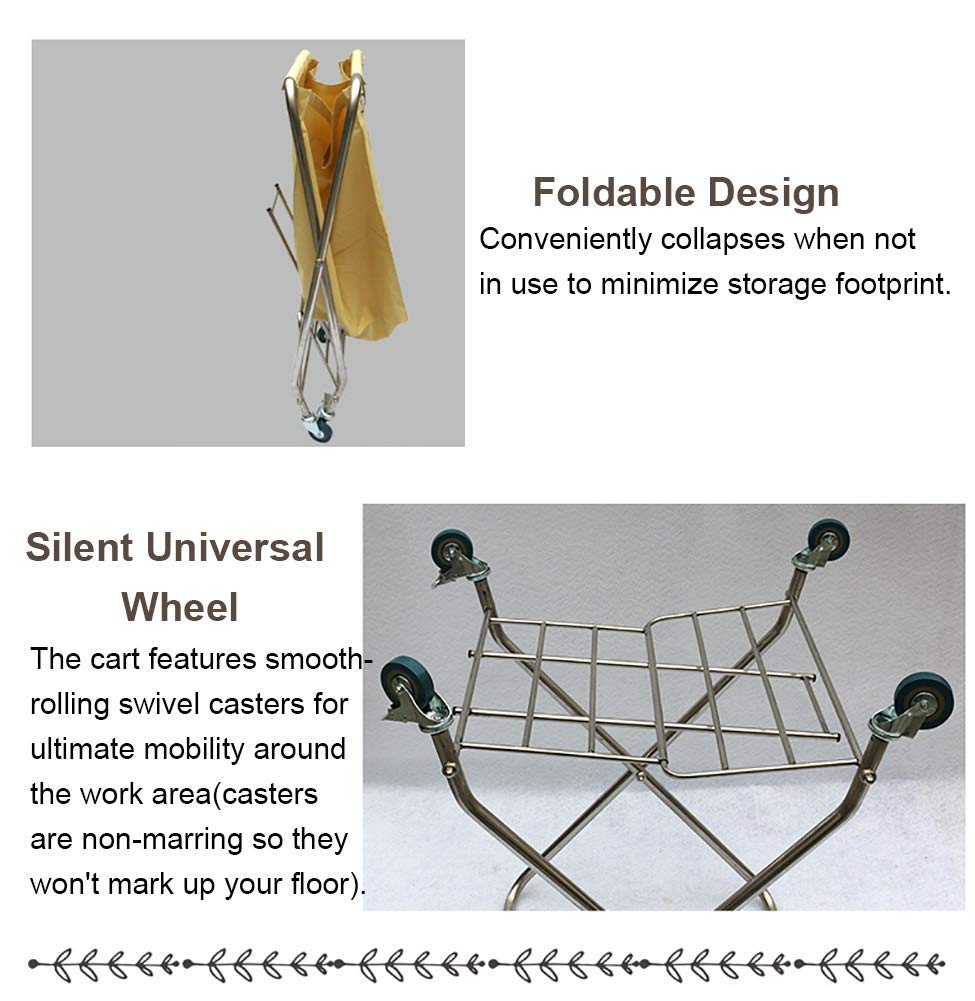 DFEDHF Trolleys,Beauty Salon Cart Trolley Foldable Laundry Sorter Cart, Portable Laundry Hamper with Rolling Lockable Wheels, Room Service Cart Organizer Storage Trolley/Gray