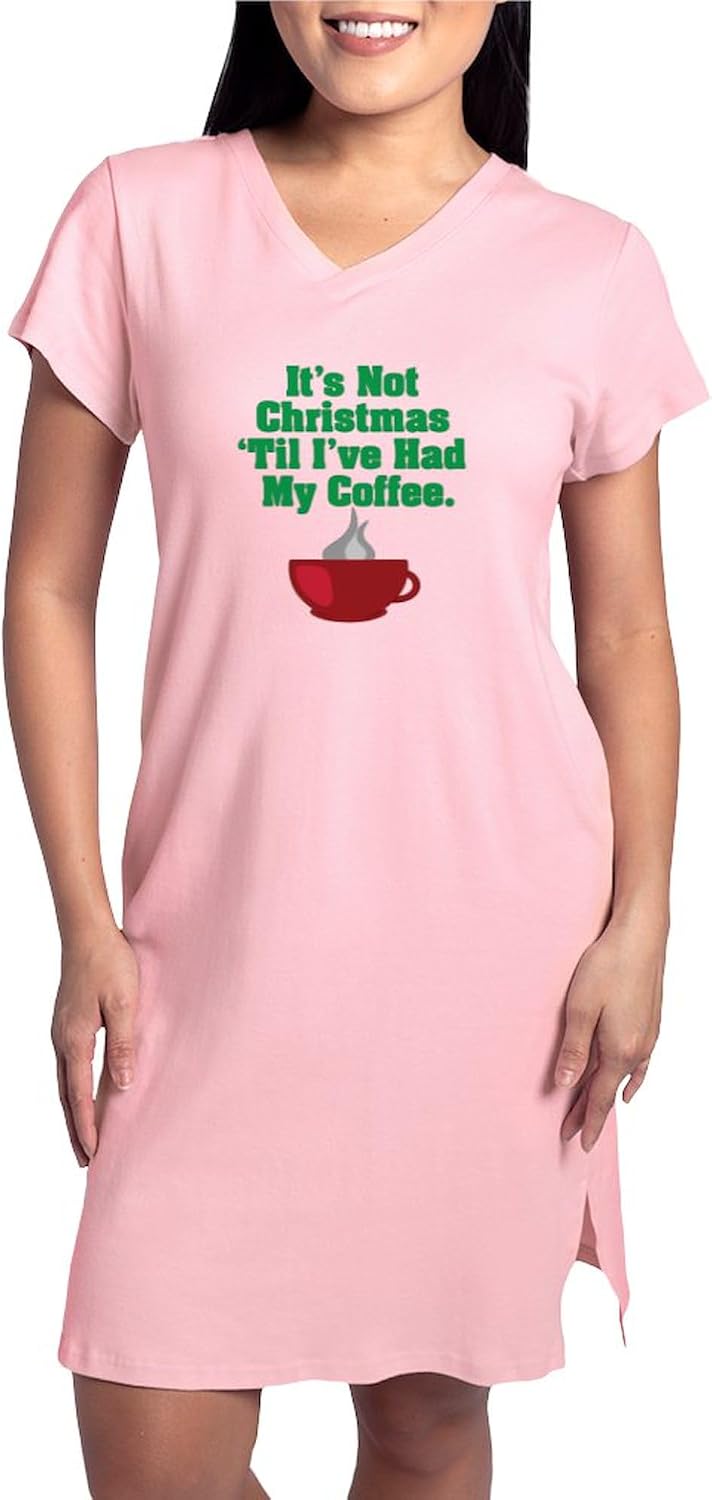 CafePress Funny Christmas Coffee Women's Nightshirt, Soft Long Pajama Shirt, Cotton PJs/Pyjamas
