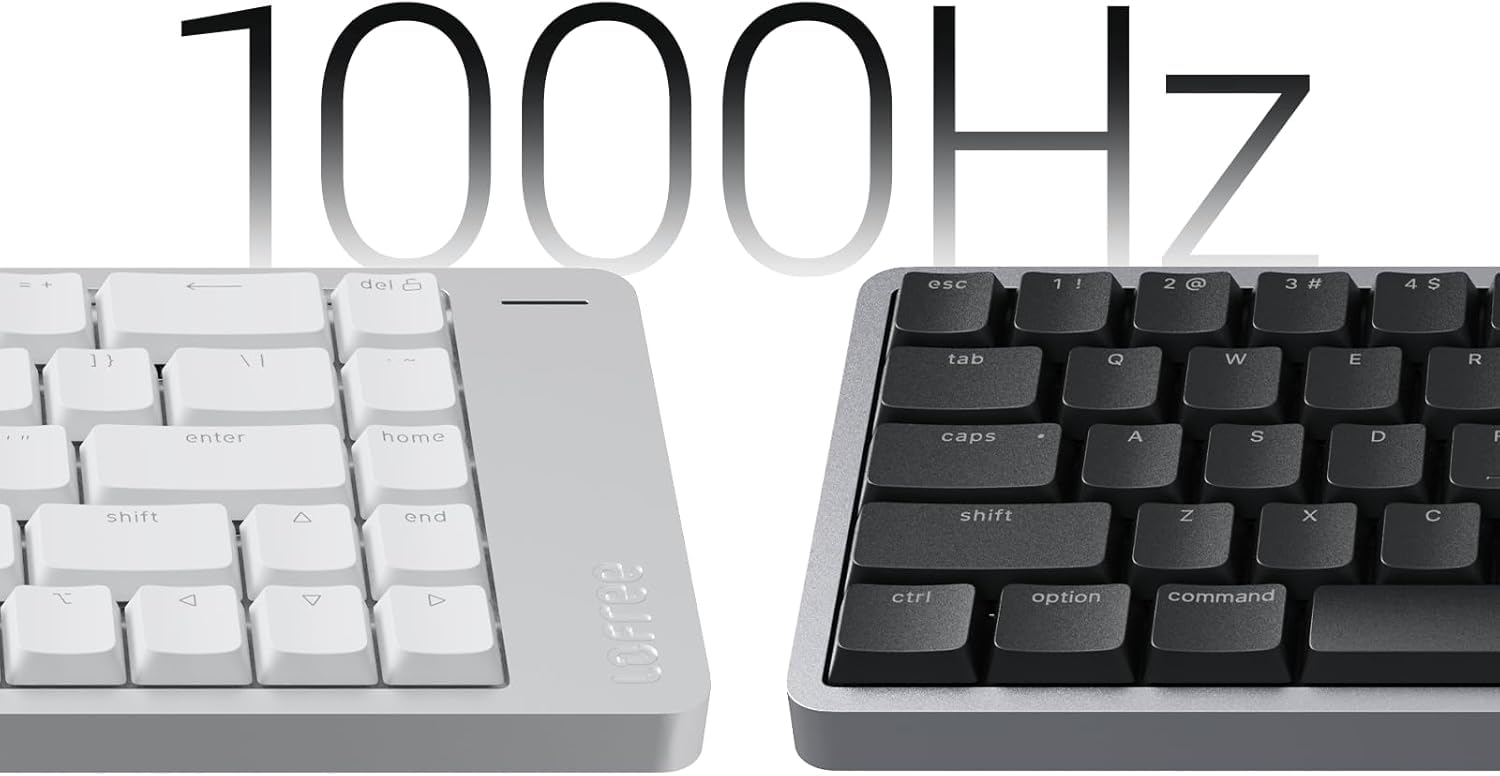 LOFREE Flow2 Low-Profile Mechanik-Tastatur(Deutsches Layout) - Aluminiumlegierung mit Surfer Lineare-Schalter Aufladbare kabellose Tastatur mit 3 Verbindungsmodi - Für Win&Mac (Silber, 100)