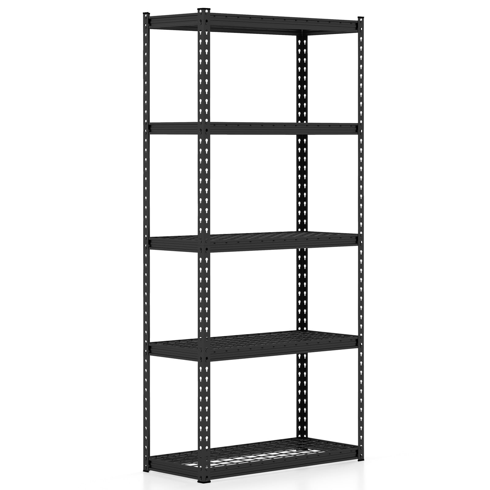 Goplus 5-Tier Metal Shelving Unit, Heavy Duty Wire Storage Rack with Anti-Slip Foot Pads, Height Adjustable Shelves for Warehouse, Kitchen, Living
