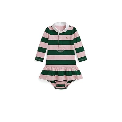 Polo Ralph Lauren Kids Striped Cotton Rugby Dress Bloomer (Infant) Girl