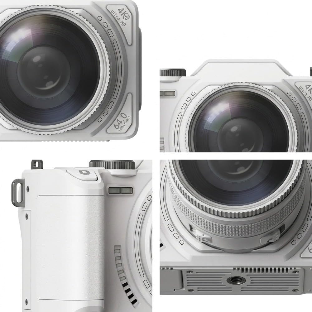 Appareil photo 64 MP 4K avec zoom 18x, écran rabattable de 3 pouces et photographie WiFi, vlogging et aventures