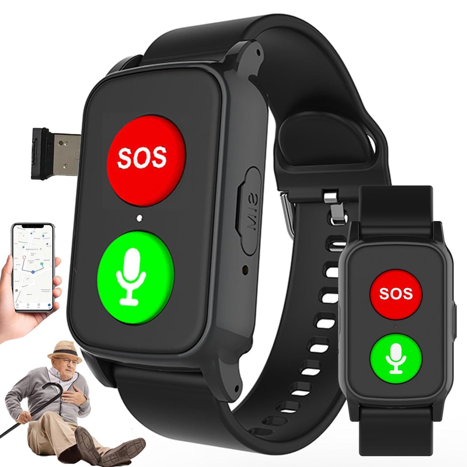 Reloj Inteligente GPS Localizador Personas Mayores B | con Detección De Caídascon Botón De Llamada De Emergencia Botón, Waterproof Detector Caída, Monitoreo De La Salud