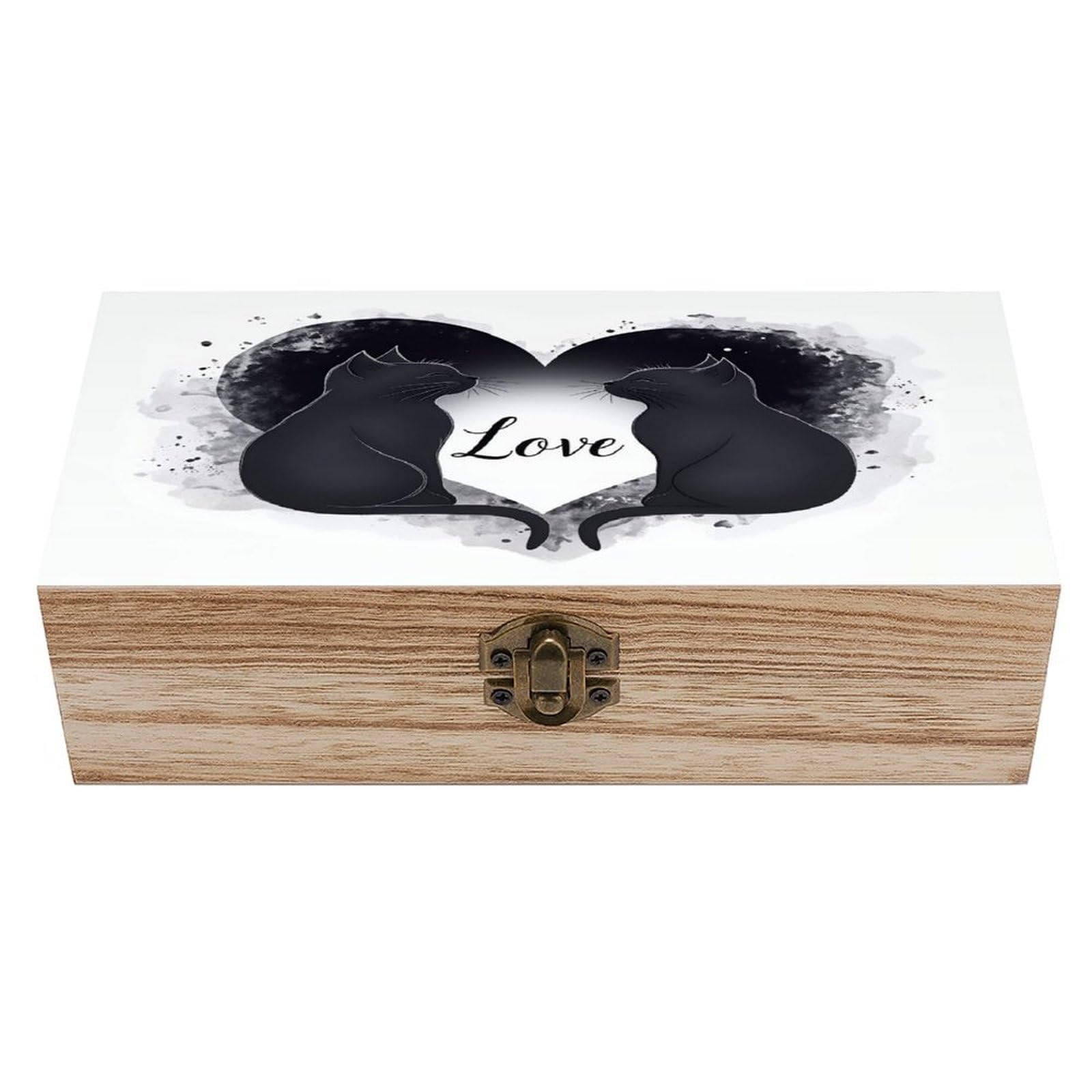 asbwuo Loving Cats Vintage Wooden Keepsake Box
