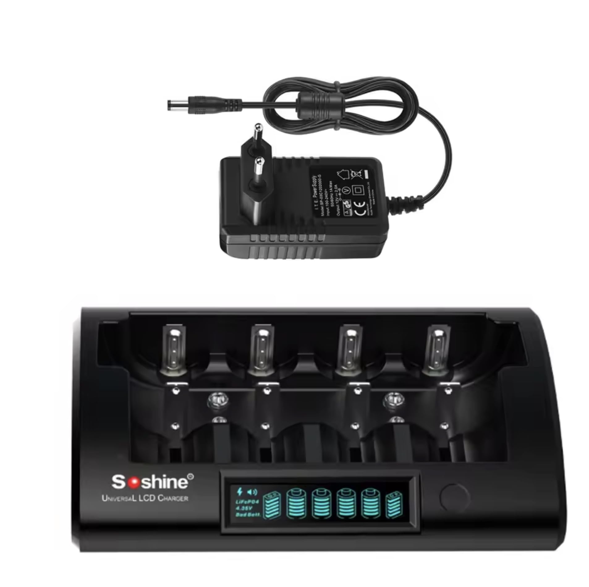 Chargeur universel LCD professionnel, Li-on Ni-Mh LiFePO4
