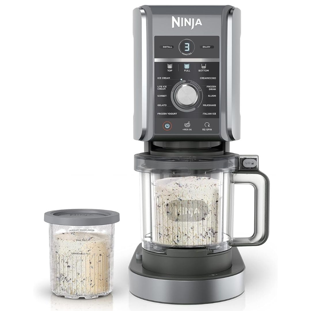 Ninja CREAMi Deluxe 11-in-1 Ice Cream and Frozen Treat Maker for Ice Cream, Sorbet, Frozen Drinks & More, with (2) XL Family Size Pint Containers