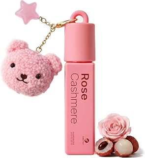 purefittech Pheromones Perfumes for Women Rose Cashmere Lychee Scent Roll-on Perfume with Kawaii Bear Keychain,Travel-Size Eau de Parfum, All-Day Fresh, Ideal Gift, Made in USA, 0.34 fl oz (10ml)