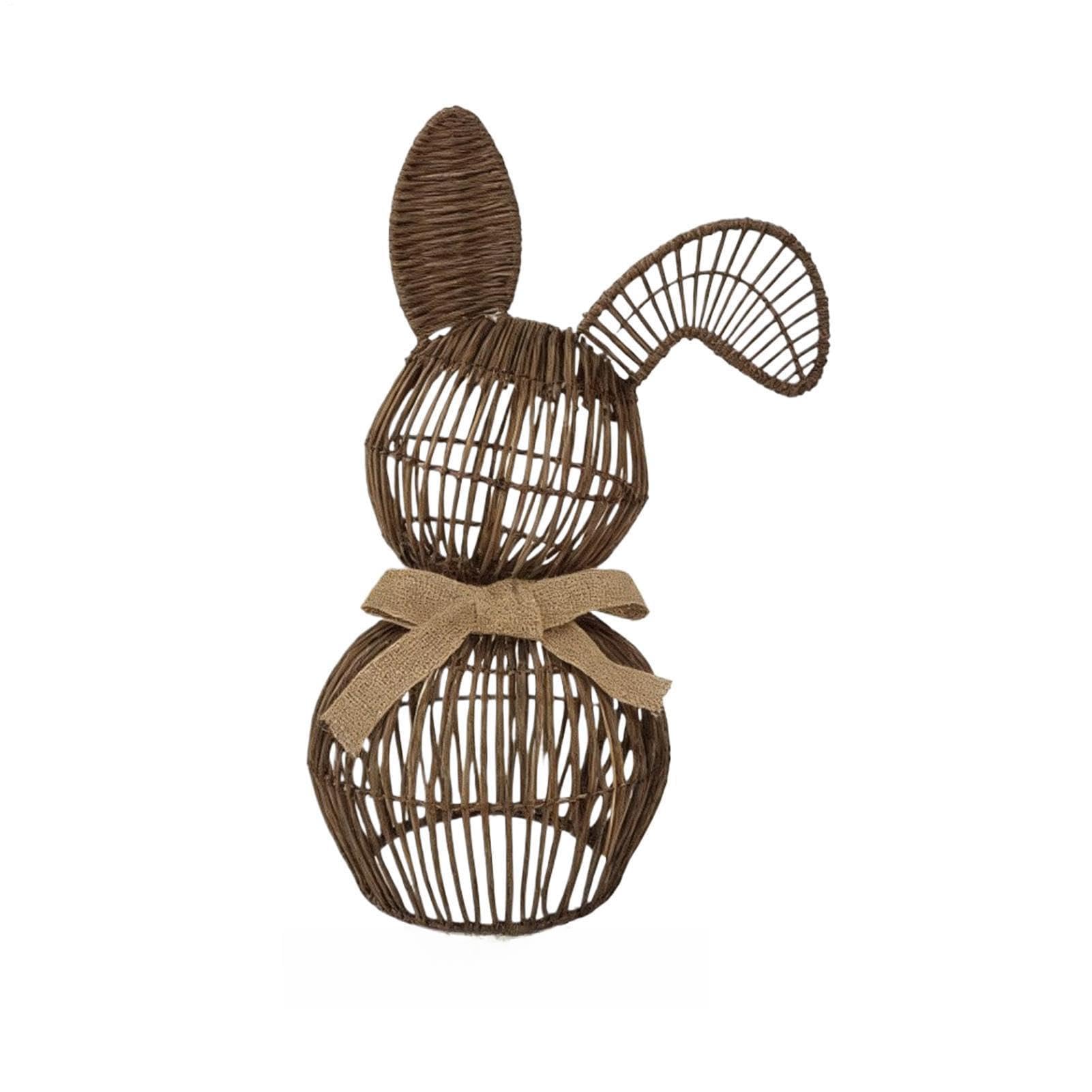 Décoration de lapin en rotin pour offrir ou embellir une table de Pâques familiale