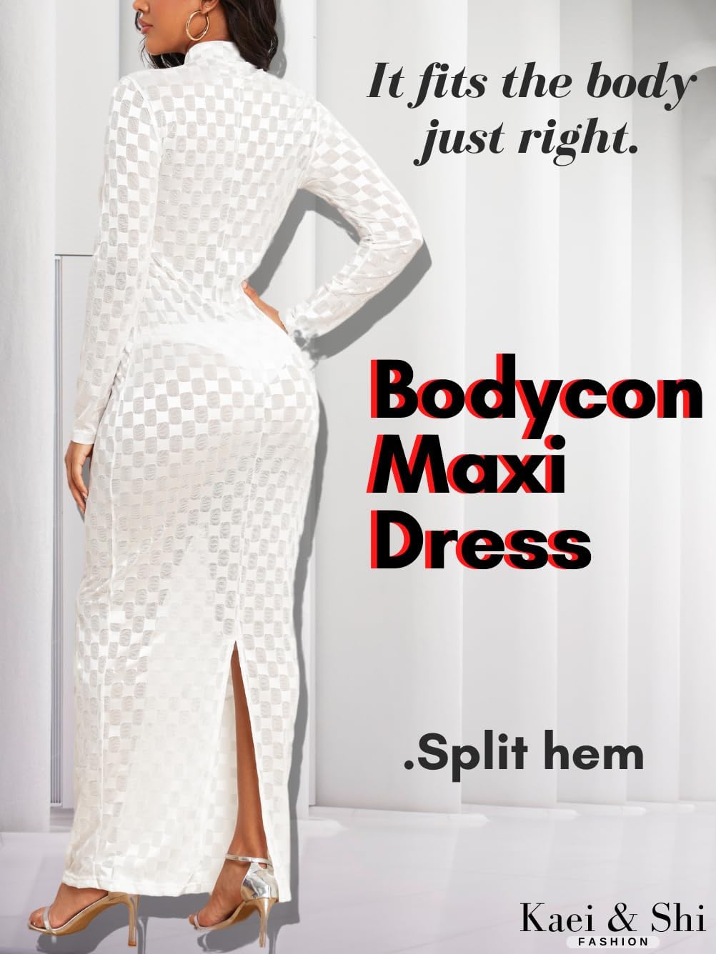 Kaei&Shi Sexy Sheer Mesh Maxi Dress,Womens Going Out Date Night,Party Outfits See Bodycon Through Birthday Club Long Sleeve