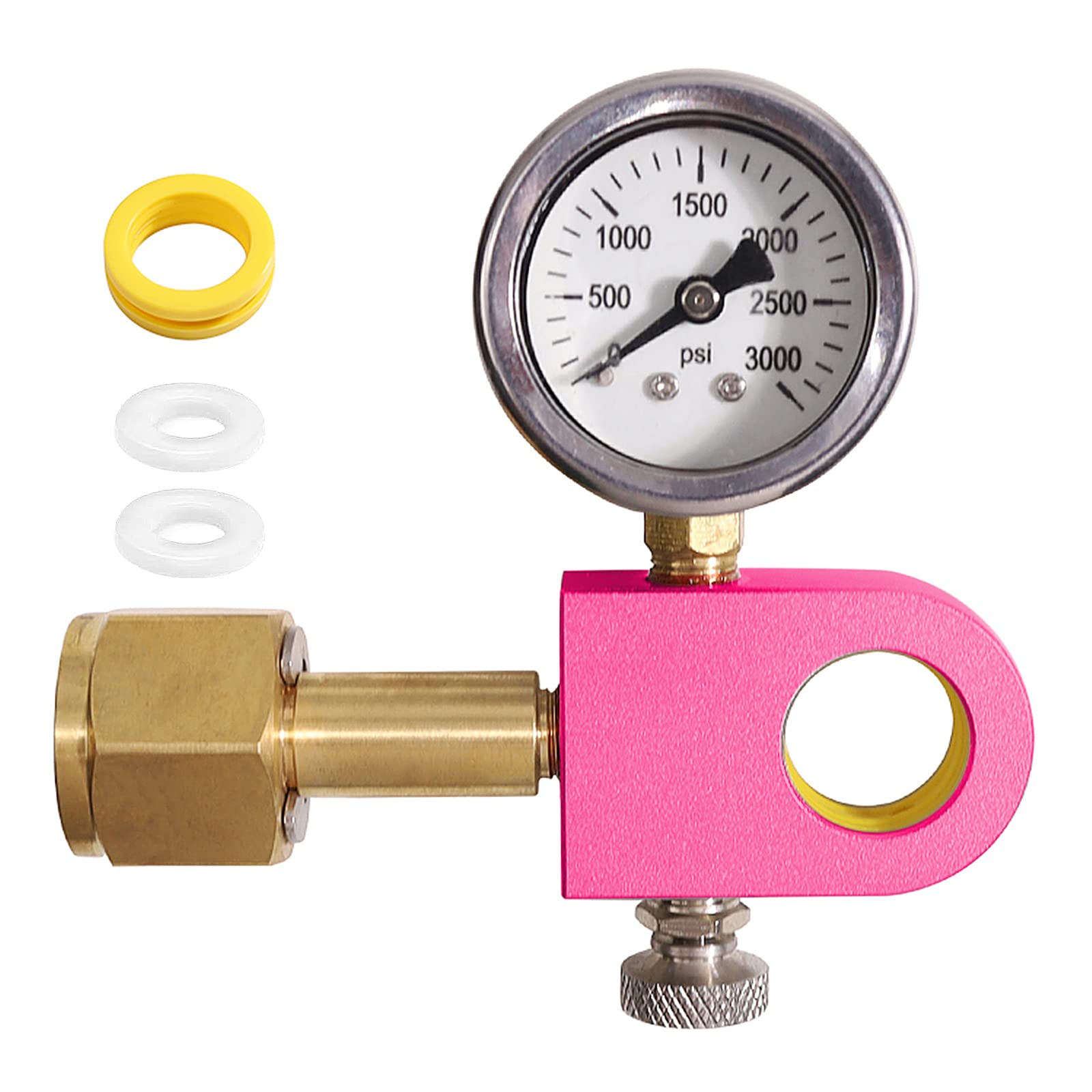 Adattatore di ricarica CO2 compatibile con Duo, Art e Terra, adattatore di ricarica CO2 per connettore W21.8-14 CO2, adattatore per bottiglia CO2 con manometro da 3000psi (rosa)