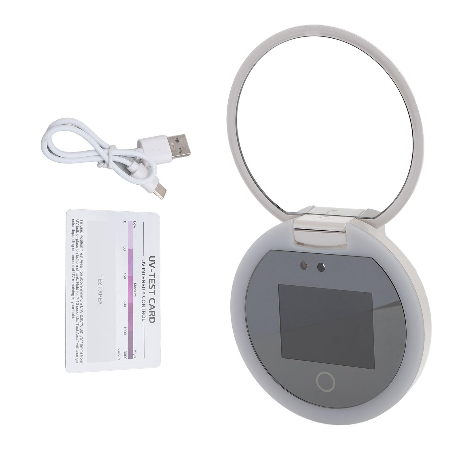Specchio da viaggio UV con ingrandimento 2X, portatile, a LED, per uso esterno, design compatto ed elegante