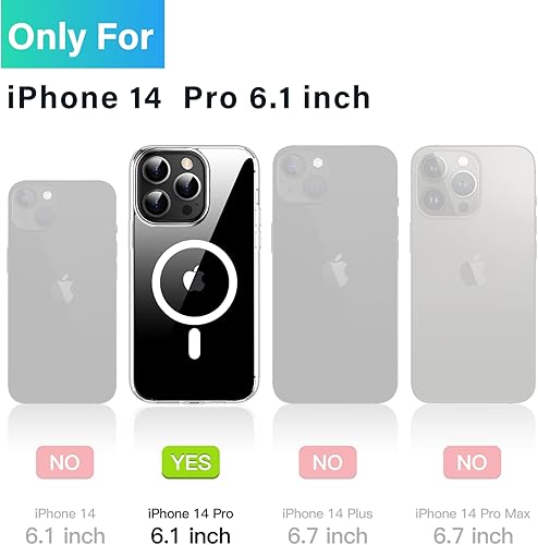 Miniatura 6 de Meifigno Clear Mag Series - Funda diseñada para iPhone 14 Pro, protección de grado militar y compatible con MagSafe, parte trasera de policarbonato
