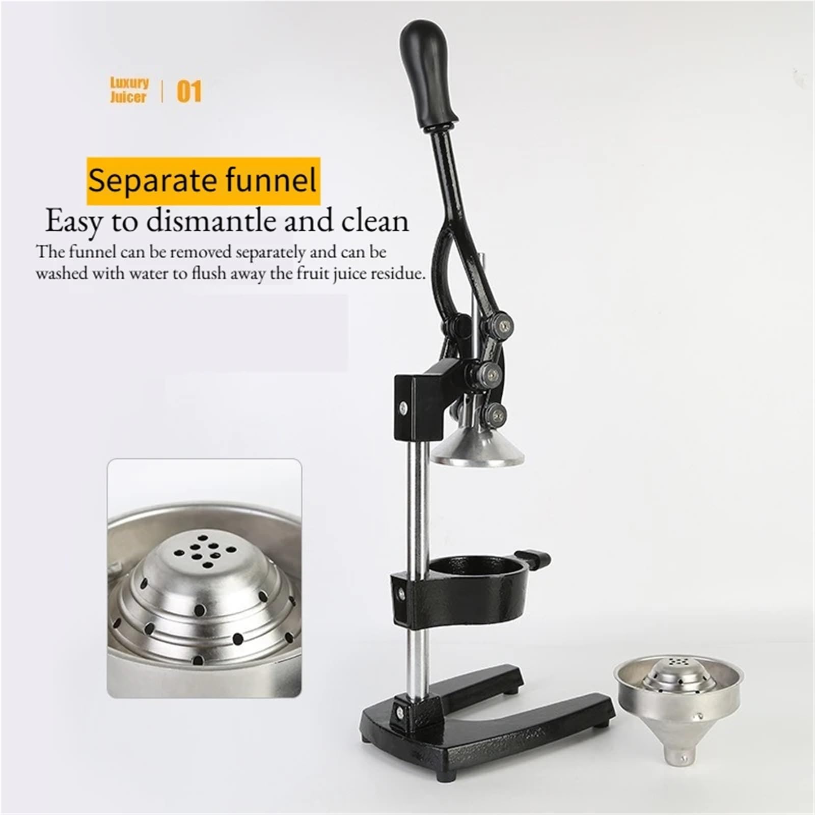Esprimidores Manual Exprimidor manual de cítricos hierro fundido alta resistencia - Prensa frutas multifunción acero inoxidable(GRAY)