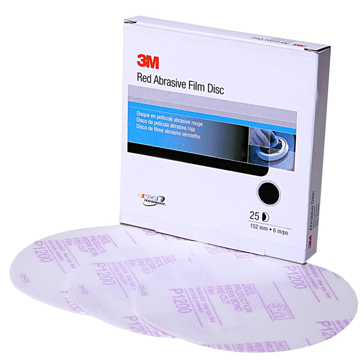 3M Hookit Kırmızı Kaplama Filmi Zımpara Diski, 01184, 6 inç, P1500, Otomatik Zımpara için 25'li Disk Paketi
