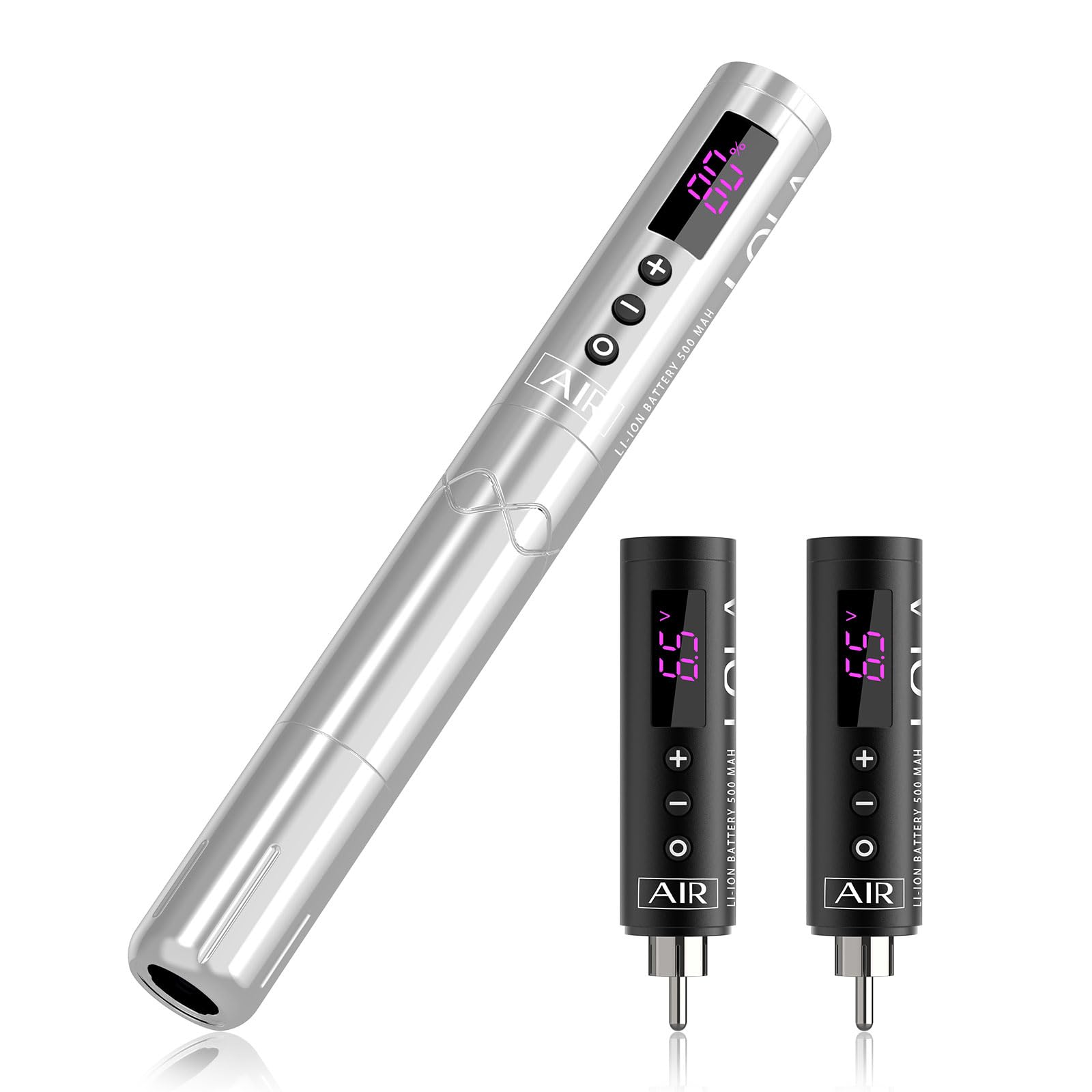 EZ Drahtlose Tattoo Maschine - Permanentes Makeup Tattoo Stift Maschine mit 3Stück Batteriebetrieb Rotations Tattoo Pistole für Tattoo Künstler und Künstlerinnen (LOLA AIR Silber)