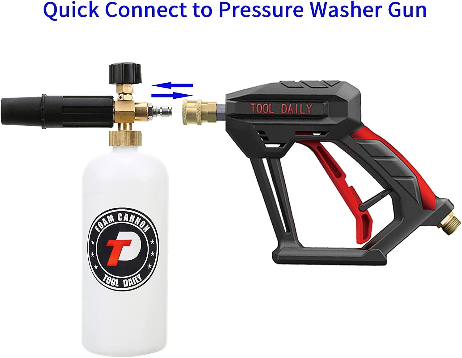 Tool Daily Short Pressure Washer Gun with Foam Cannon, 1/4 Inch Quick Connector, with 5 Pressure Washer Nozzle Tips, 1 Liter : Patio, Lawn & Garden