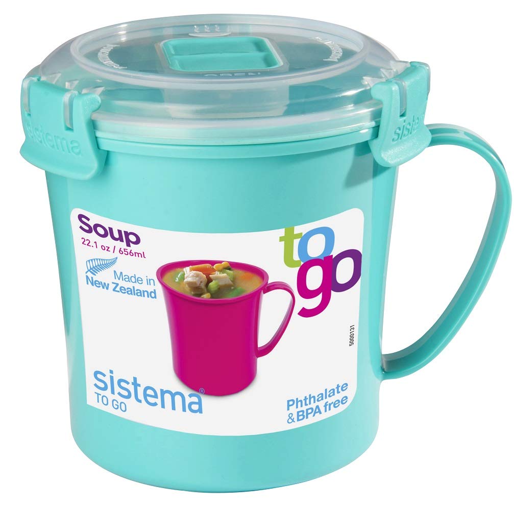 Sistema 6 vasos de sopa para microondas, 656 ml, sin BPA, varios colores