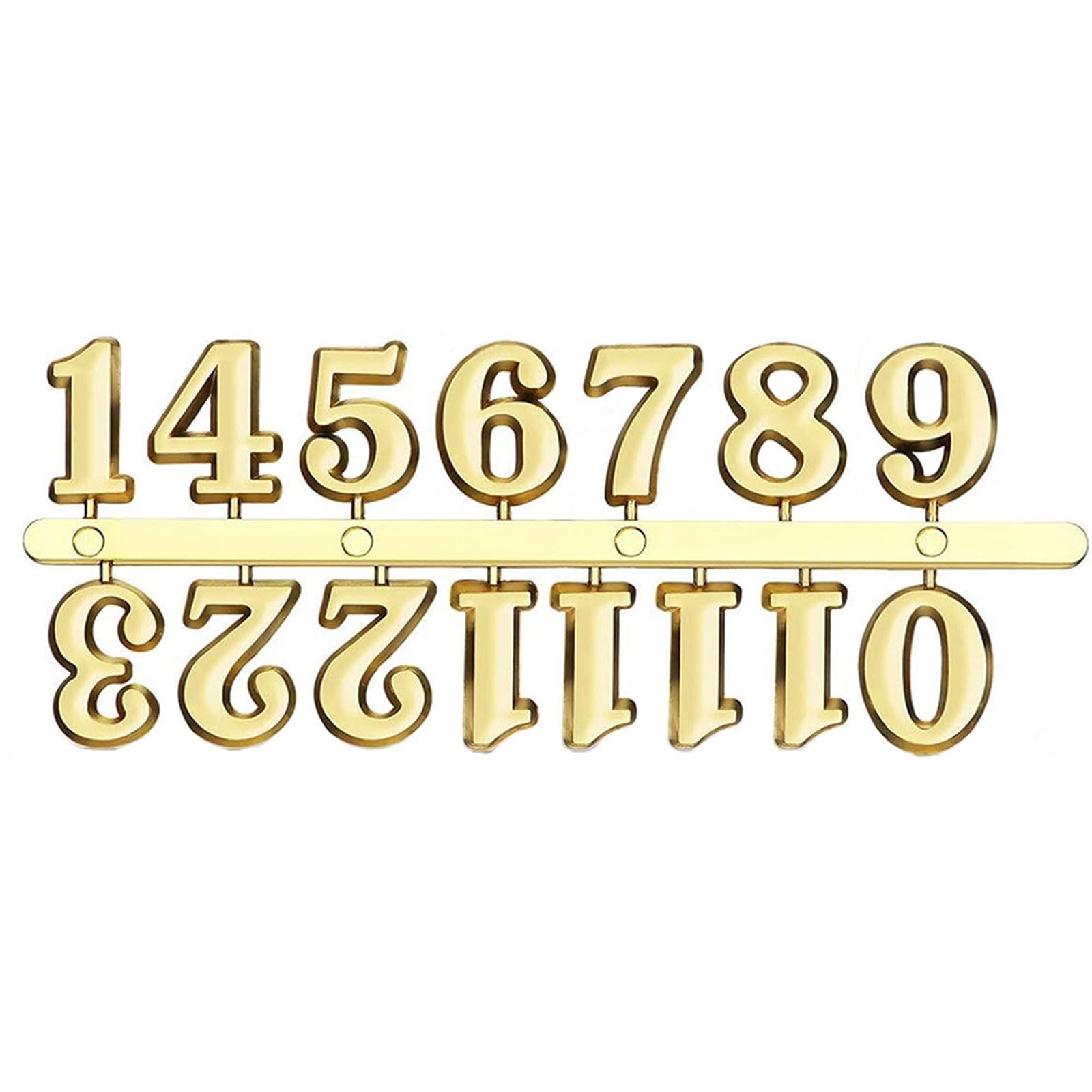 Osniyaw 2 Cm Golden Aji Customizable Clock Numbers Parts Set, Arabic And Roman Numerals, Metal Numerals Kits For Home Decorations, Clock Repair Accessories, Set With Roman Numerals