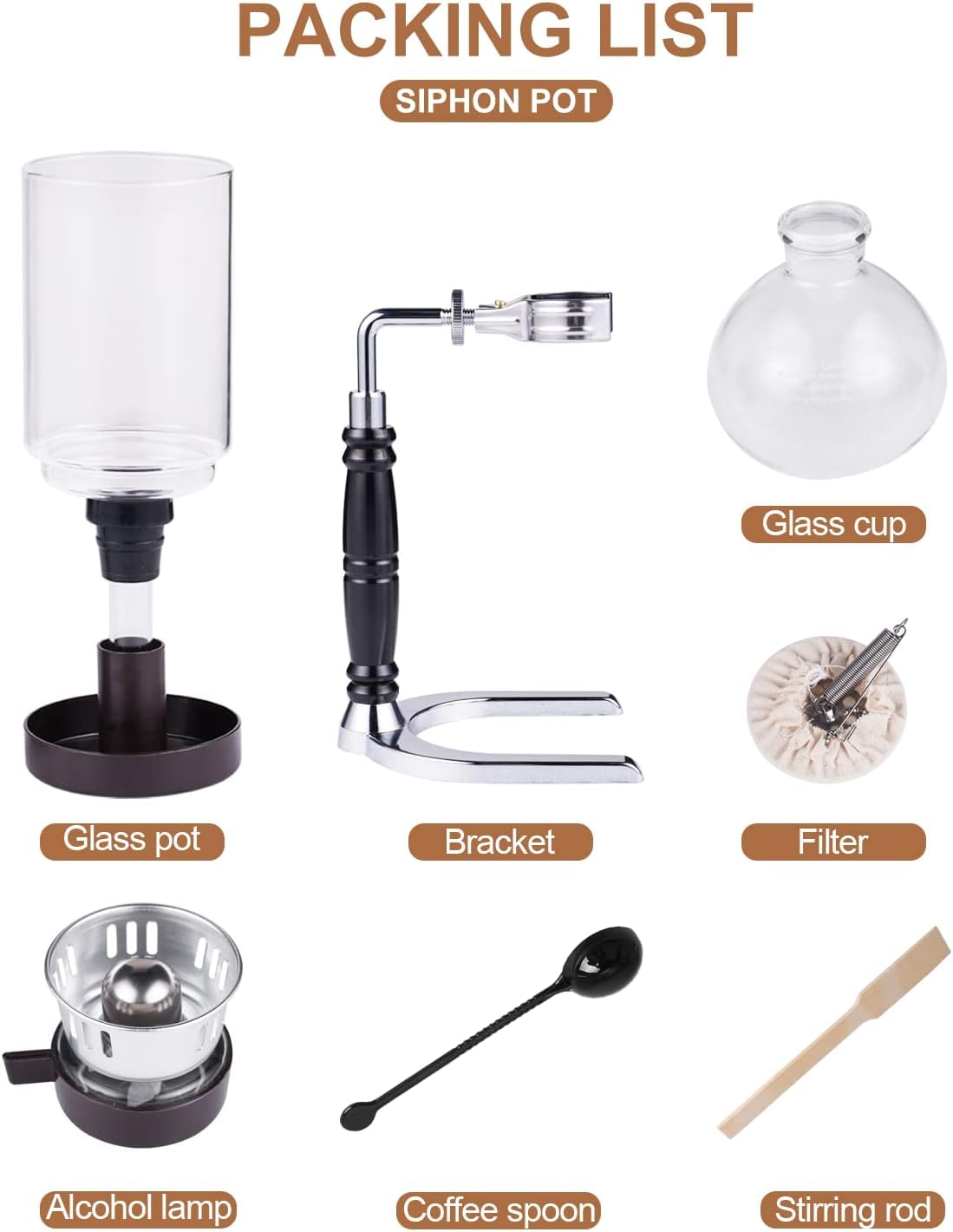 Siphon à Café, Coffee Maker En Verre, Cafetière à Siphons à Cafés, Cafetière Infusée à la Main, Machine à Café à Siphon Portable Kit, Pour la Maison Et le Bureau