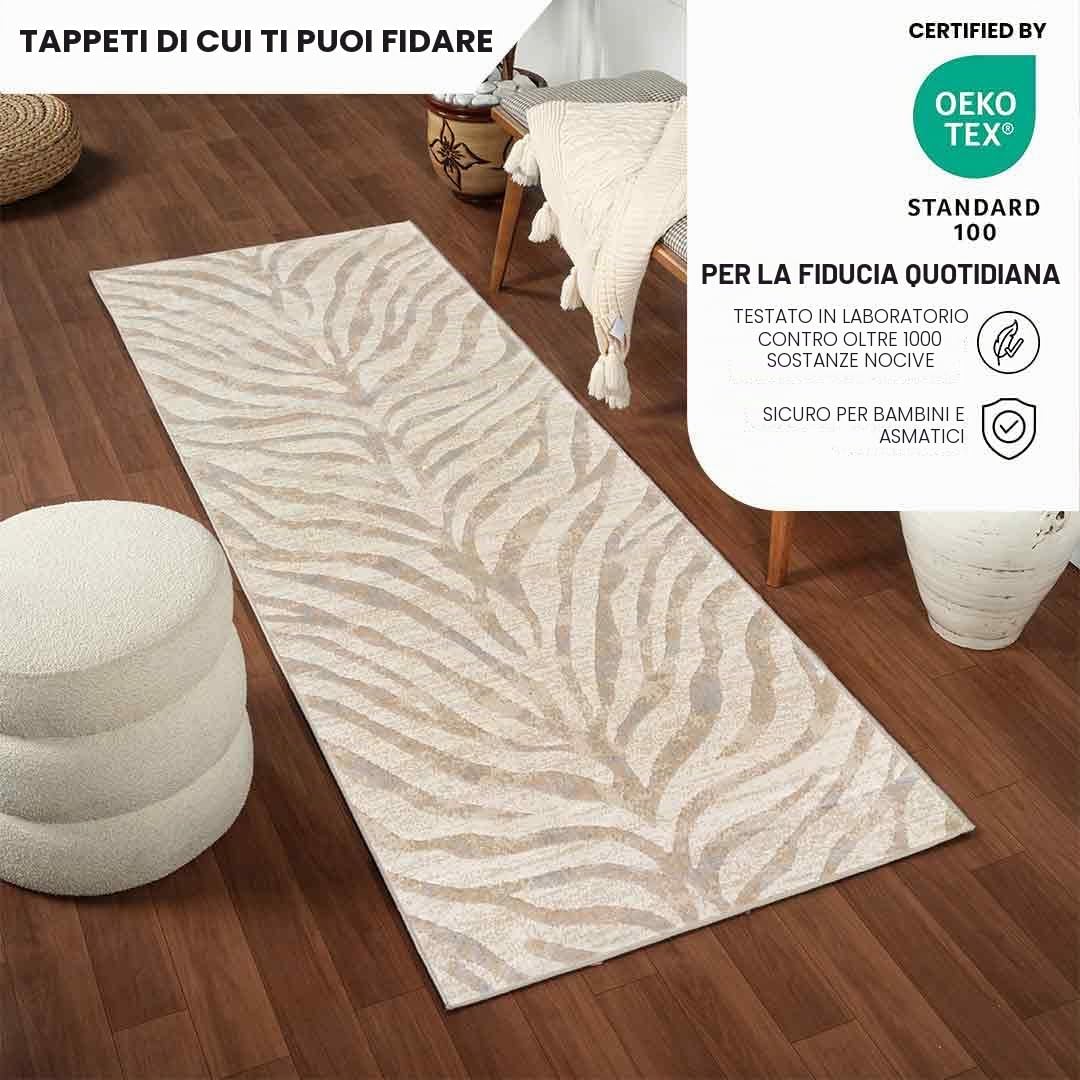 Livabliss Luanda Tappeto Salotto Moderno per Casa, Sala da Pranzo e Cucina Tappeto Geometrico Astratti Neutri Aztechi Stile Boho, leggera da Pulire, Ampio 80x220cm, Grigio Chiaro e Beige