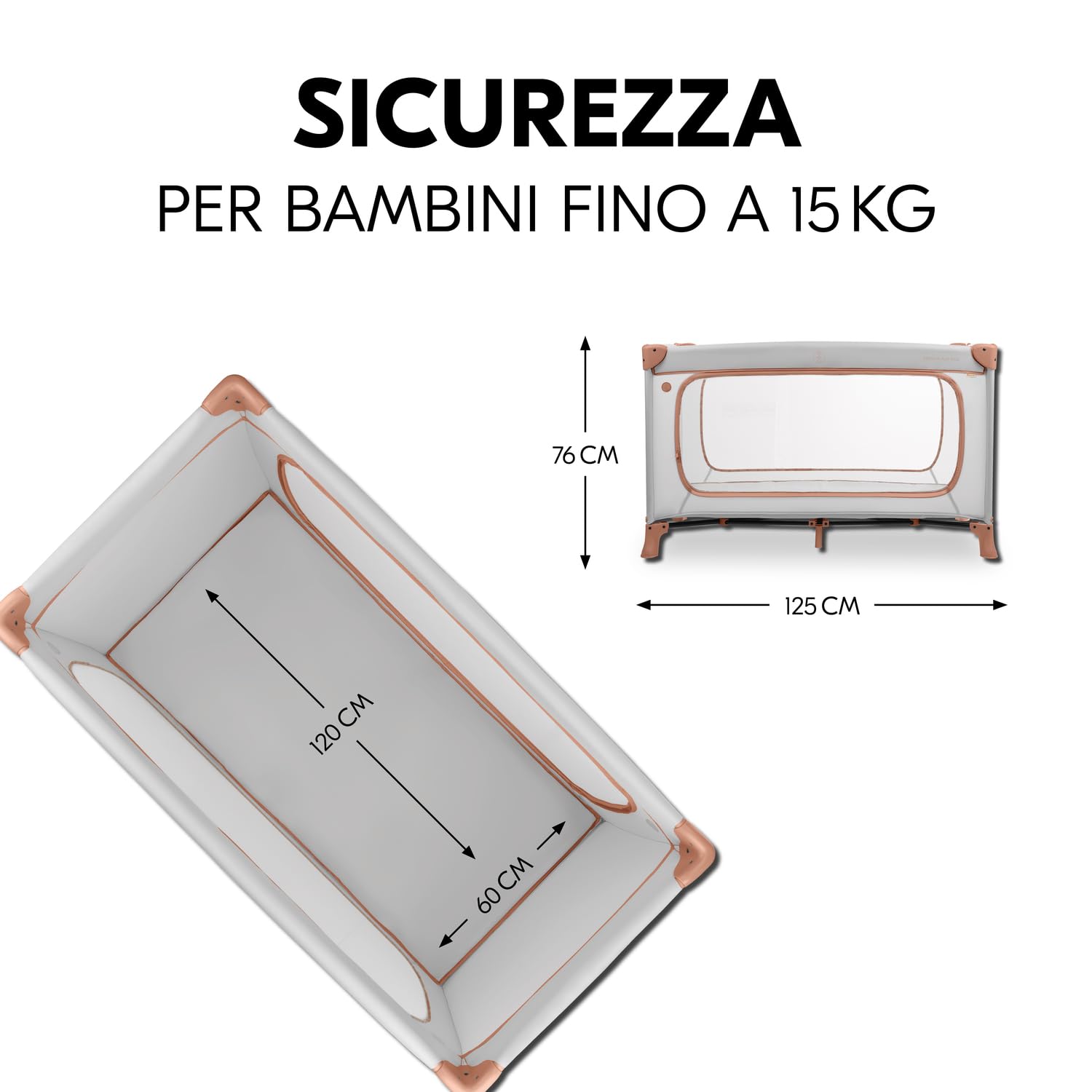 hauck Lettino Da Viaggio Dream N Play Plus - Culla Neonato Da 0 Mesi Fino a 15kg - Letto Pieghevole 120x60cm, Con Borsa - Box Bambini Con Apertura, Compatto - Dusty Cork