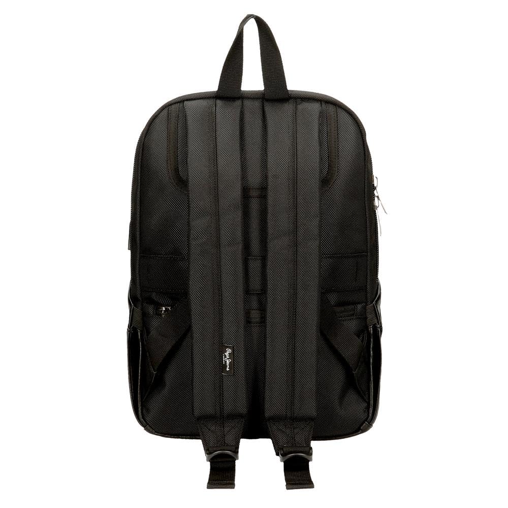 Pepe Jeans Horley Zaini poliestere e dettagli in pelle sintetica, nero, marrone, portatile