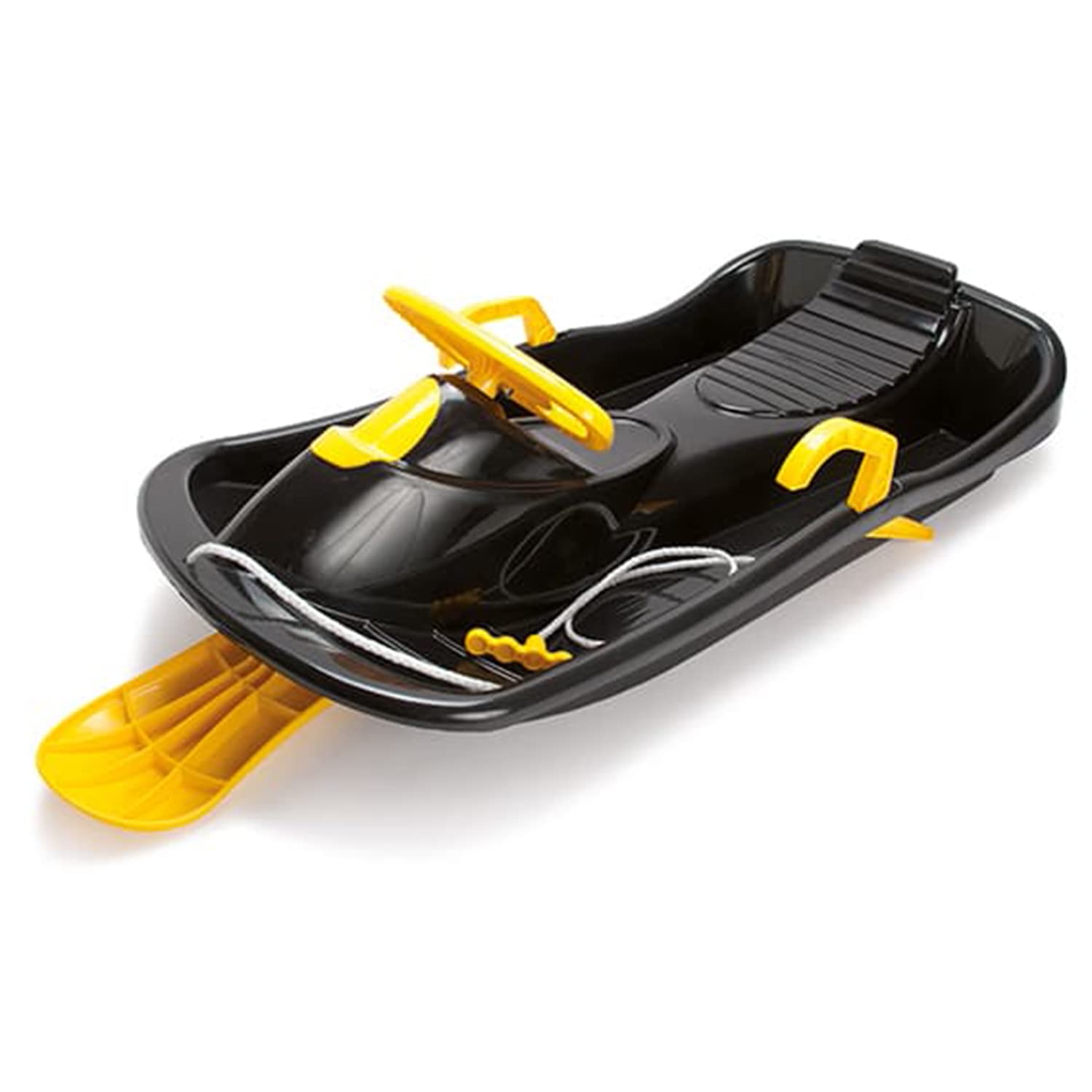 Dantoy - Steering Sledge for Kids 3+, Black & Yellow, Made in Denmark, Plastic, Nordic Ecolabel, 84x43x20cm, 4kg