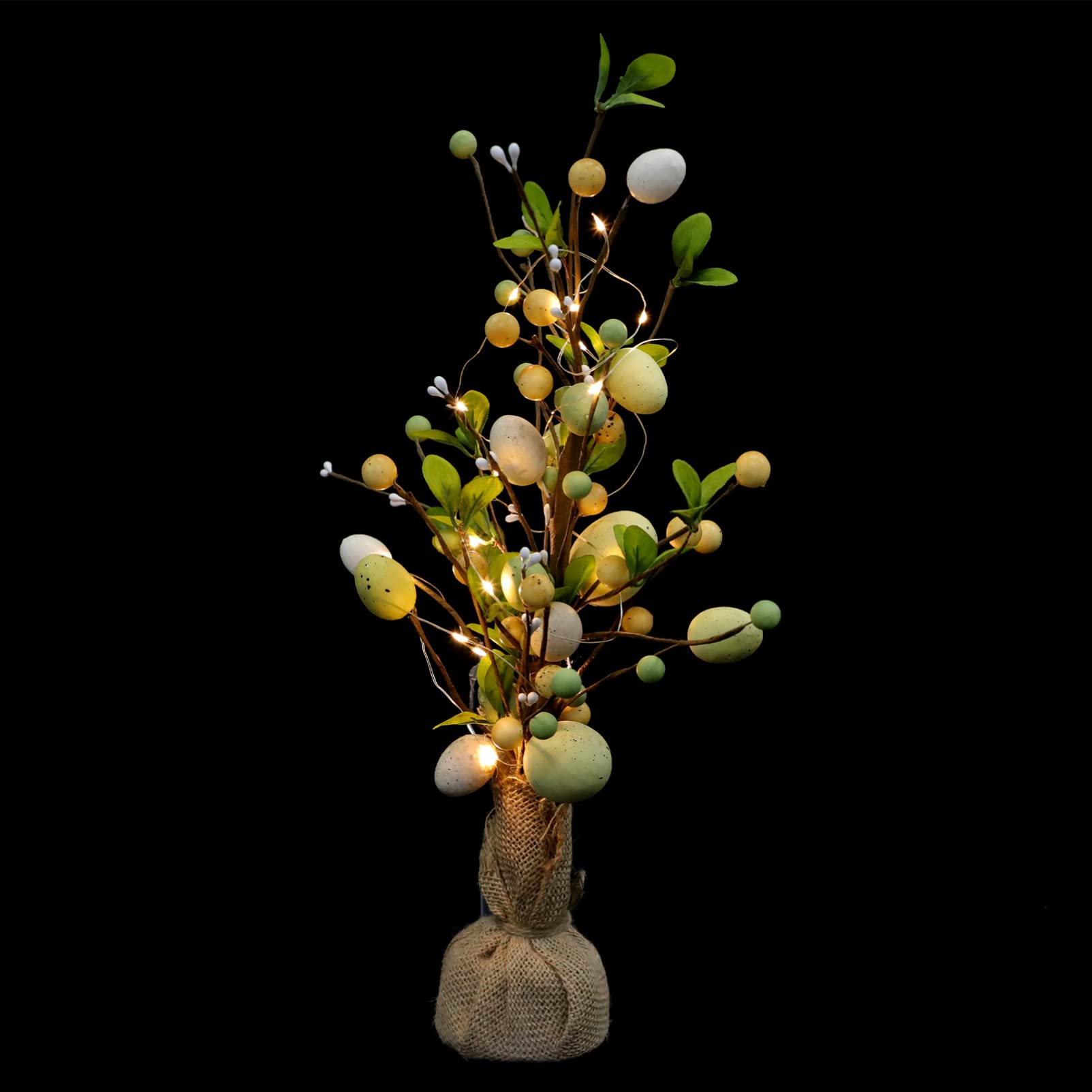 Faux light ornement avec œuf de Pâques et fleur artificielle de fête