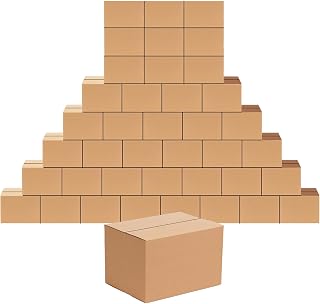 Edenseelake 40 Pack 8x6x6 Inch Corrugated Cardboard Shipping Boxes - Sturdy Recyclable Brown Boxes for Packing, Moving, Mailing Small Items